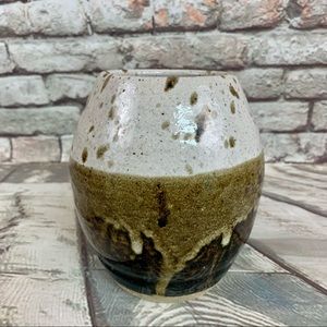 Vintage Handmade Stoneware Drip Glaze Vase